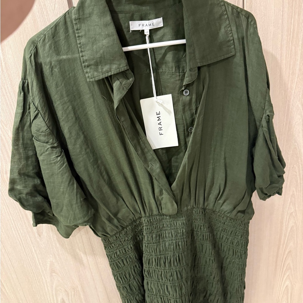 Frame Denim Olive Button-Up Dress